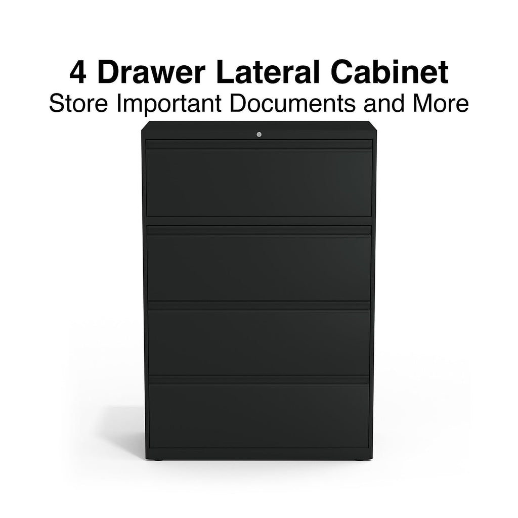 4 Drawer Black Lateral File Cabinet Q82050