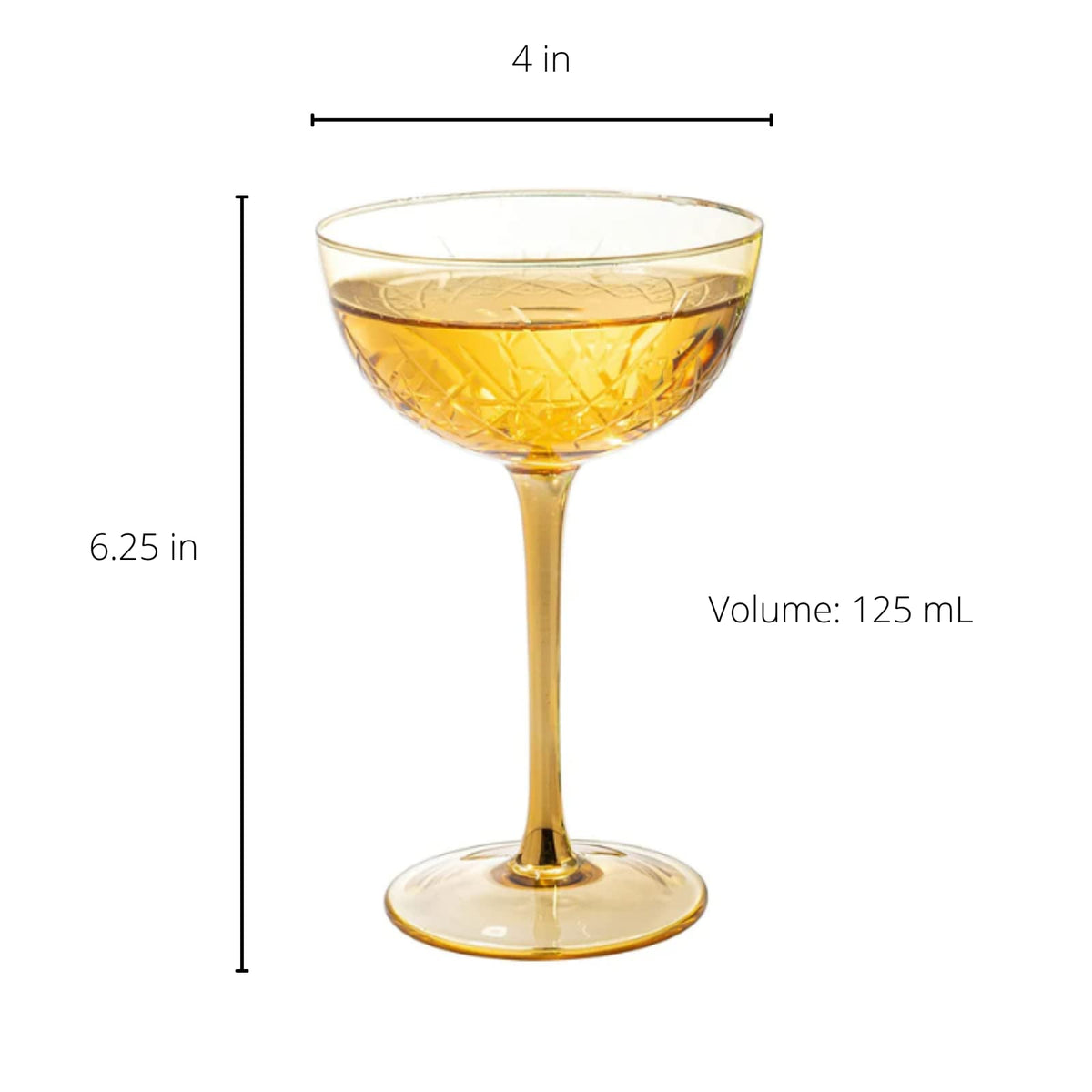 Set of 6 7 oz Vintage Art Deco Coupe Cocktail Glassware P495