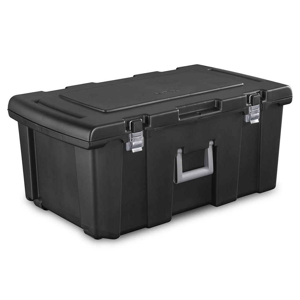 23 Gallon Lockable Storage Tote with Wheels Black V408521