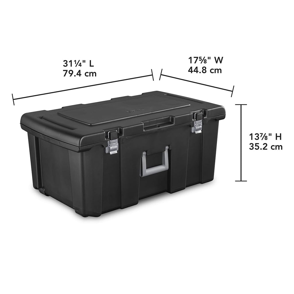 23 Gallon Lockable Storage Tote with Wheels Black V408521