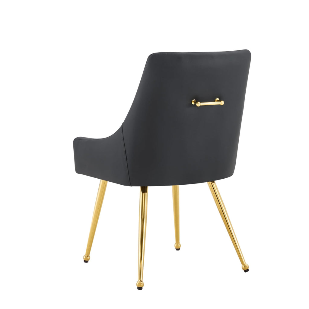 Black Leather Upholstered Dining Chair Set of 2 F67298