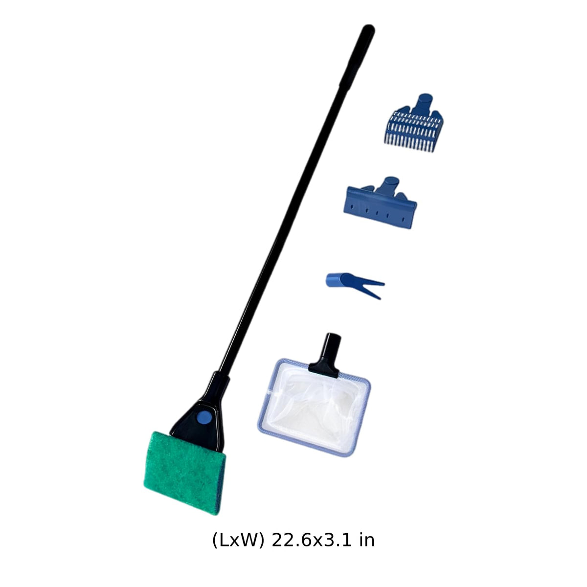 5-in-1 Aquarium Cleaning Kit with Algae Scraper Gravel Rake Fish Net Plant Clamp Brush P351278