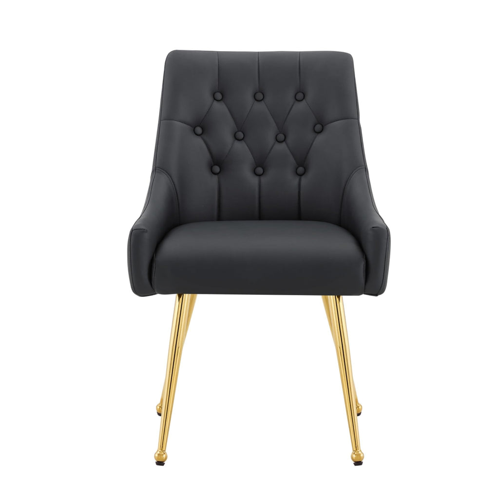 Black Leather Upholstered Dining Chair Set of 2 F67298