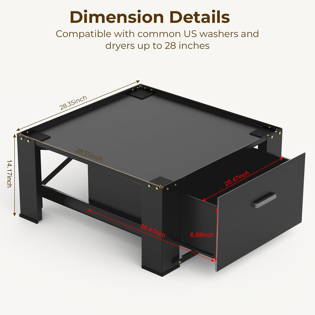 Black Washer and Dryer Pedestal with Drawer V524221