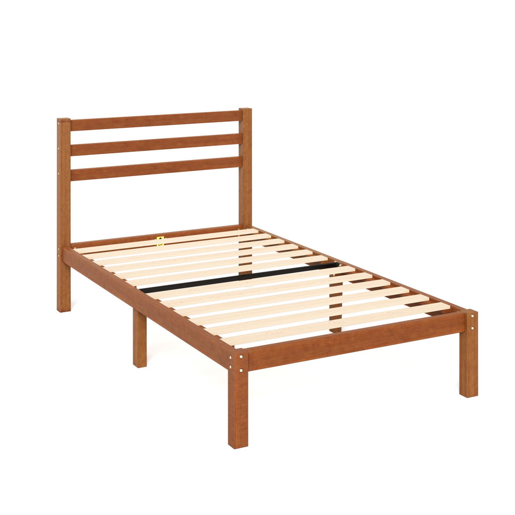 Twin Bamboo Platform Bed Frame with Headboard D21741