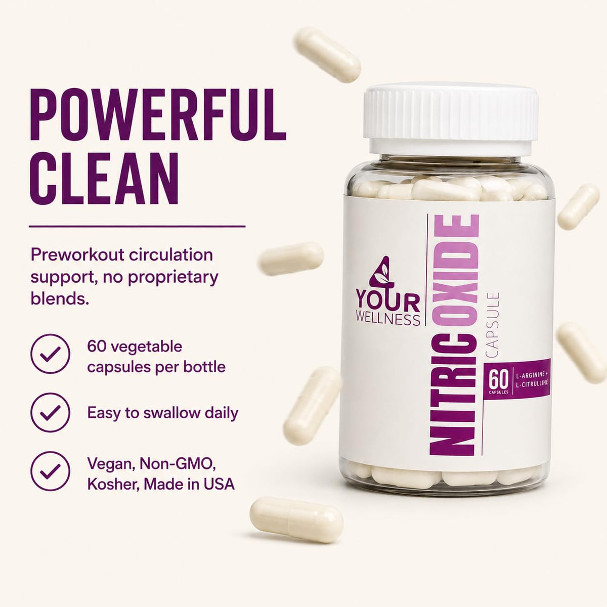 Nitric Oxide Capsules L Arginine L Citrulline 60 Count R727531
