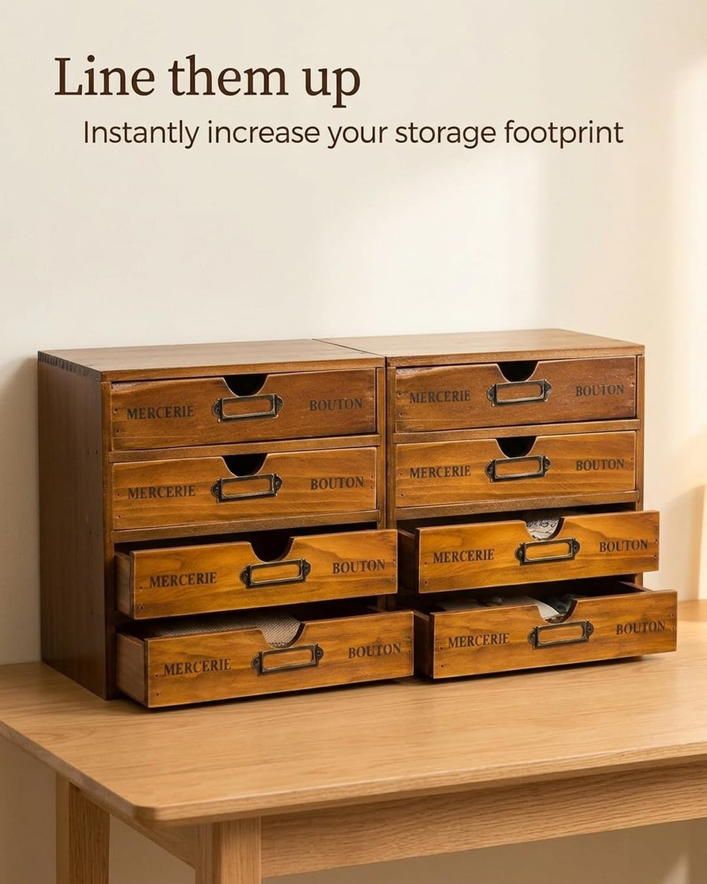 Modular Stackable 4 Drawer Wood Storage Box P746