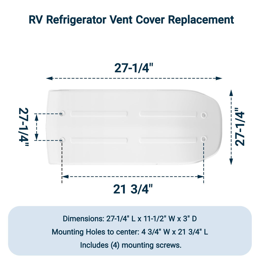 White RV Refrigerator Vent Cover Replacement F844