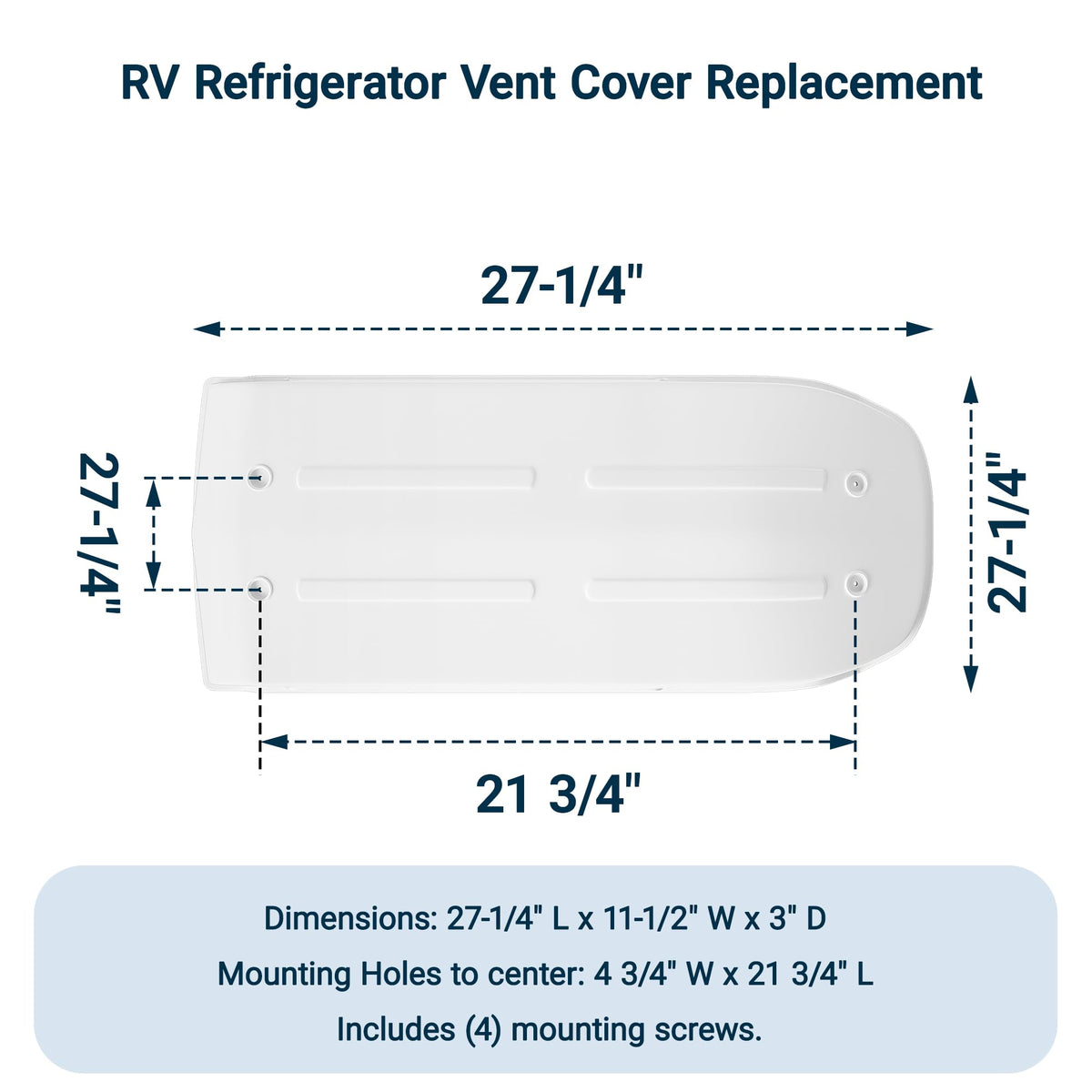 White RV Refrigerator Vent Cover Replacement F844