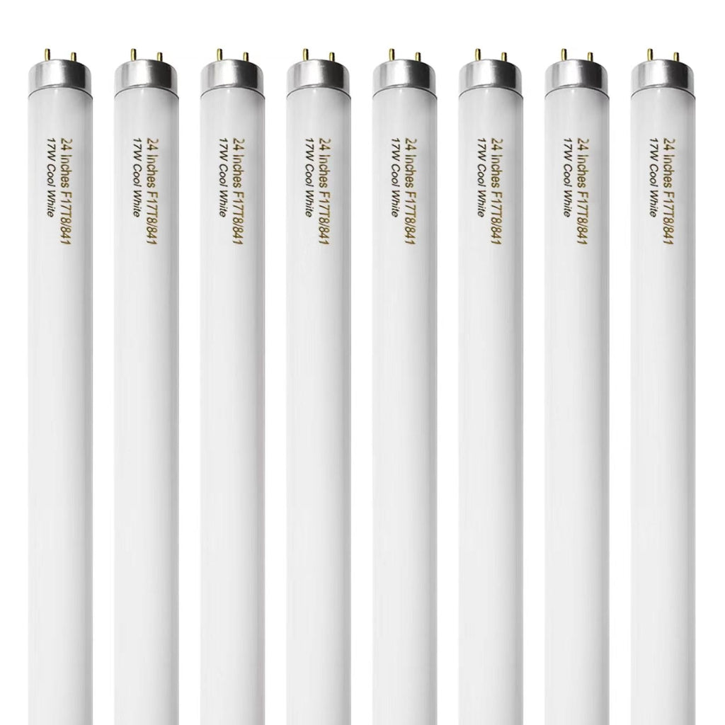 8 Pack 24 inch 17 Watts T8 Fluorescent Tube Light 4100K Cool White Y61563