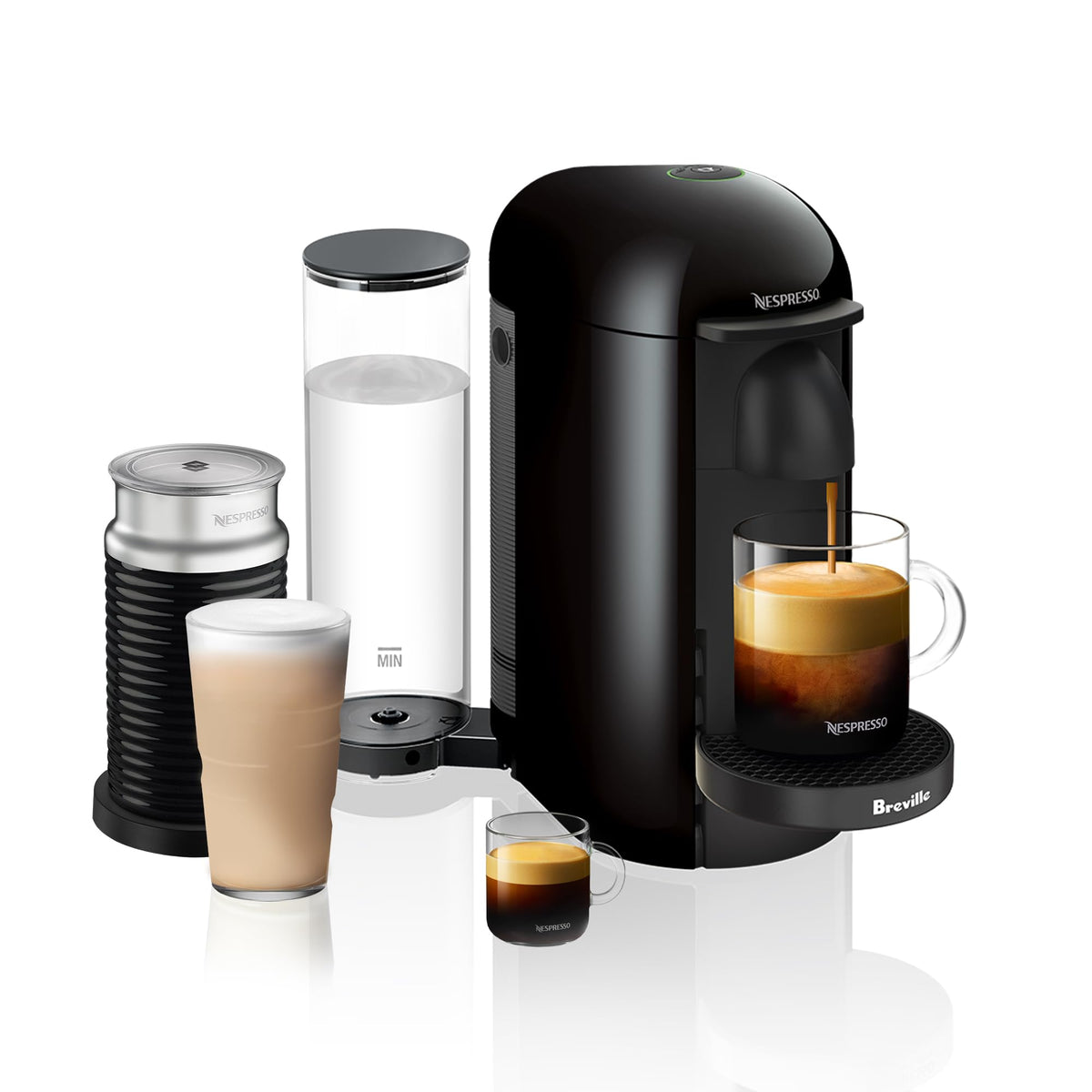 Ink Black Coffee and Espresso Maker with Milk Frother W993