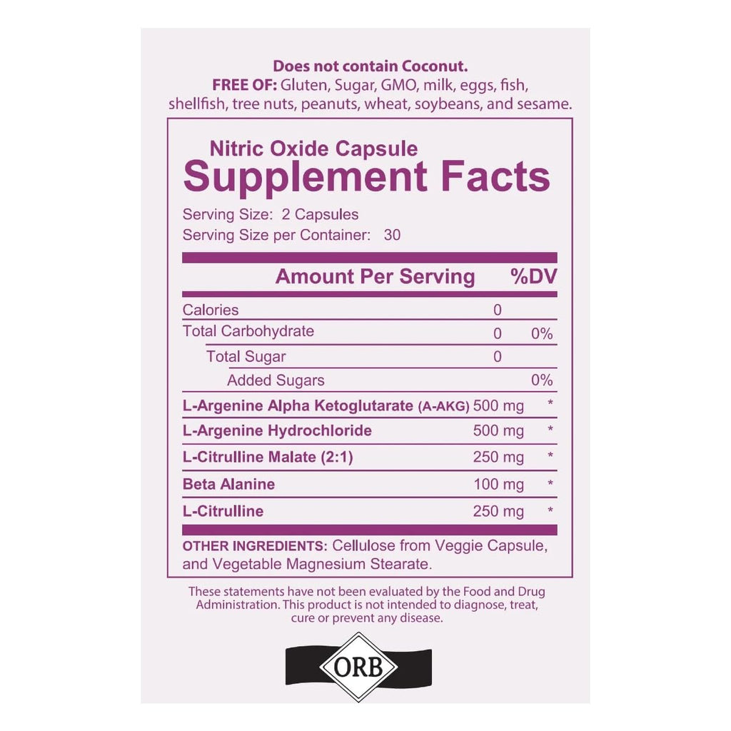 Nitric Oxide Capsules L Arginine L Citrulline 60 Count R727531