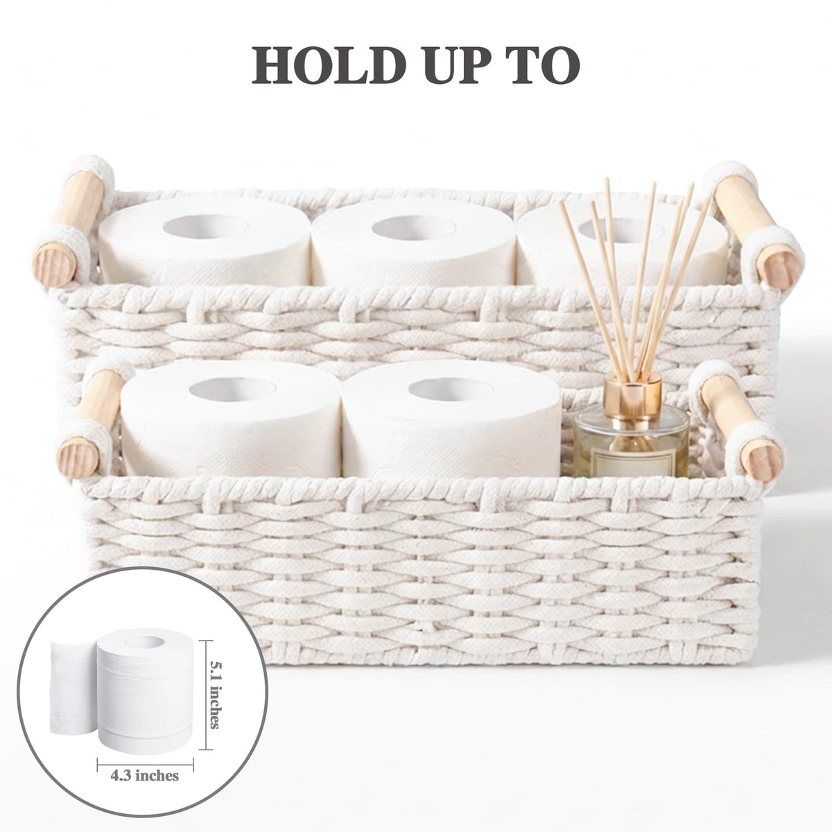 Cotton Rope Storage Baskets Set of 2 White R4038