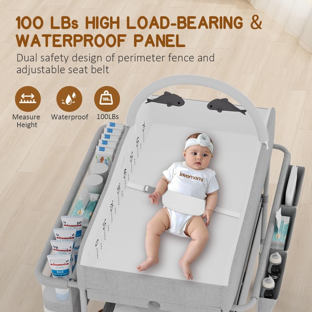 Portable Baby Changing Table with Storage Drawers I85124