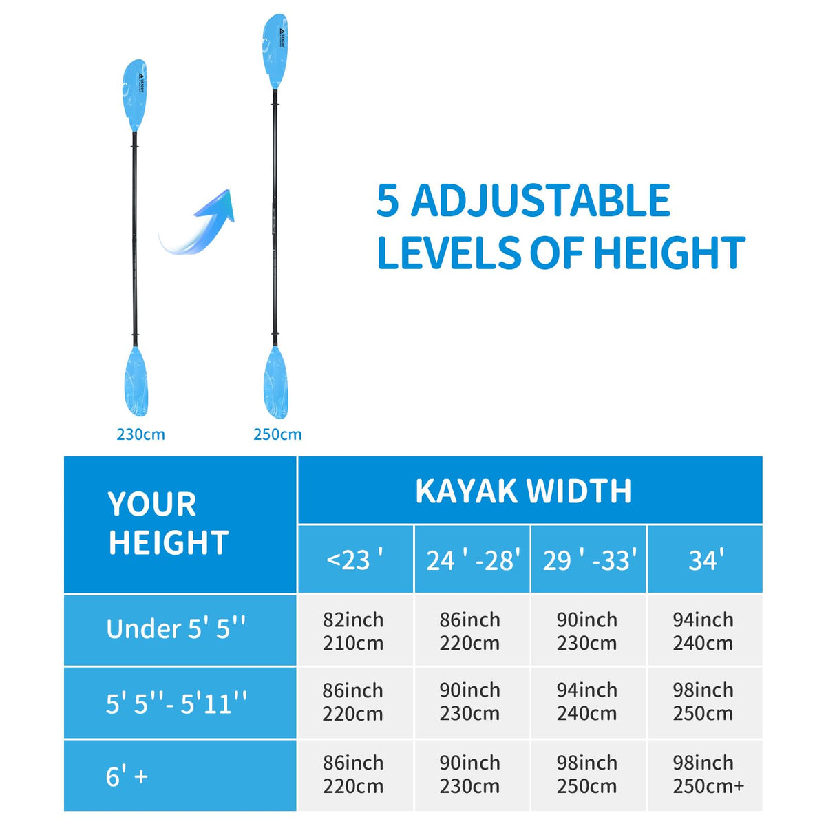 Adjustable Kayak Paddle 90-98in L81807