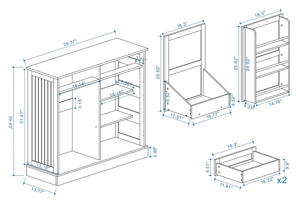 White Double Tilt Out Trash Cabinet with Two Drawers T746842