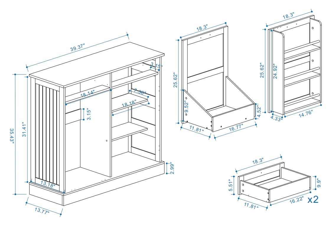 White Double Tilt Out Trash Cabinet with Two Drawers T746842