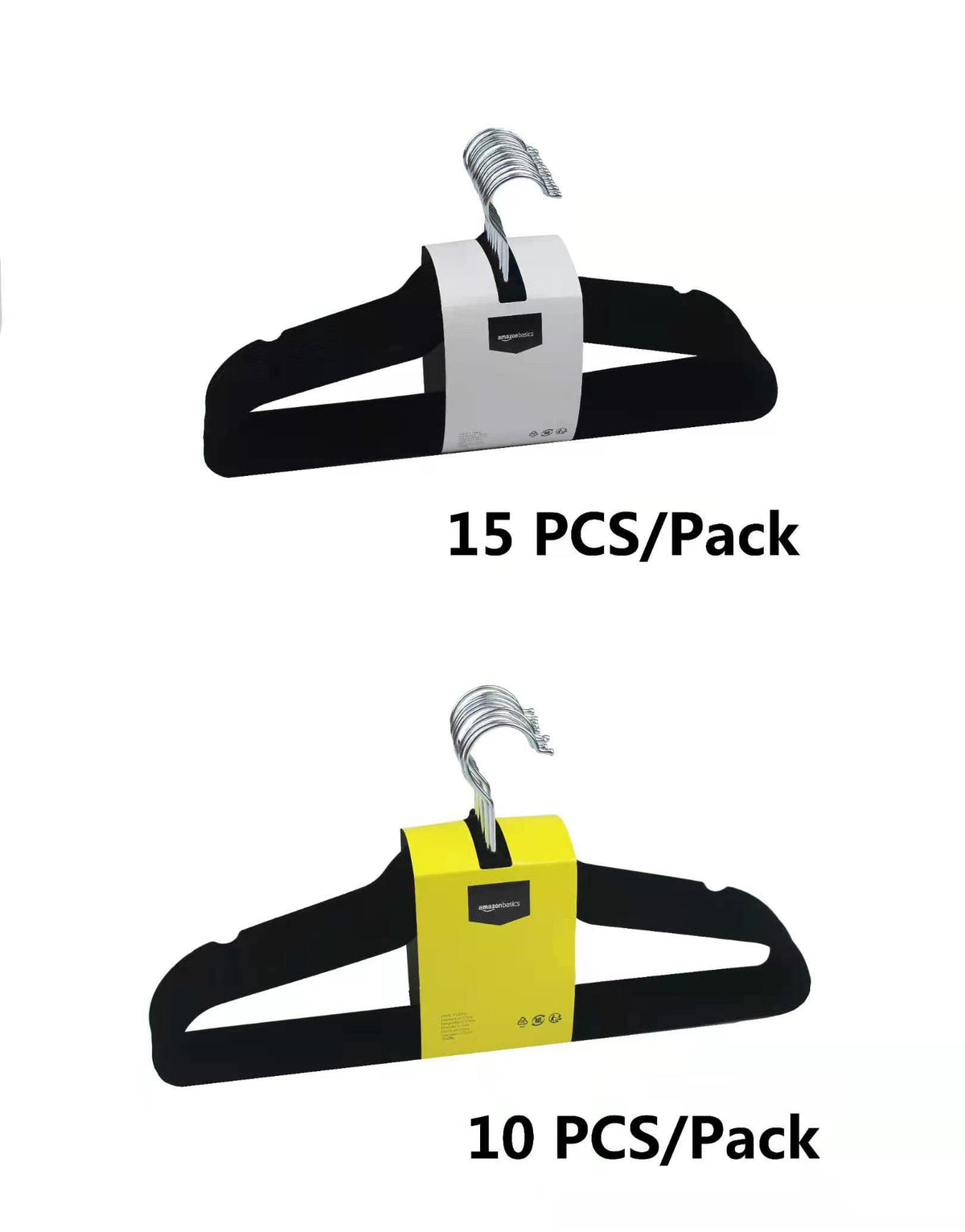 Slim Velvet Non-Slip Suit Hangers, Black, 50-Pack V7300