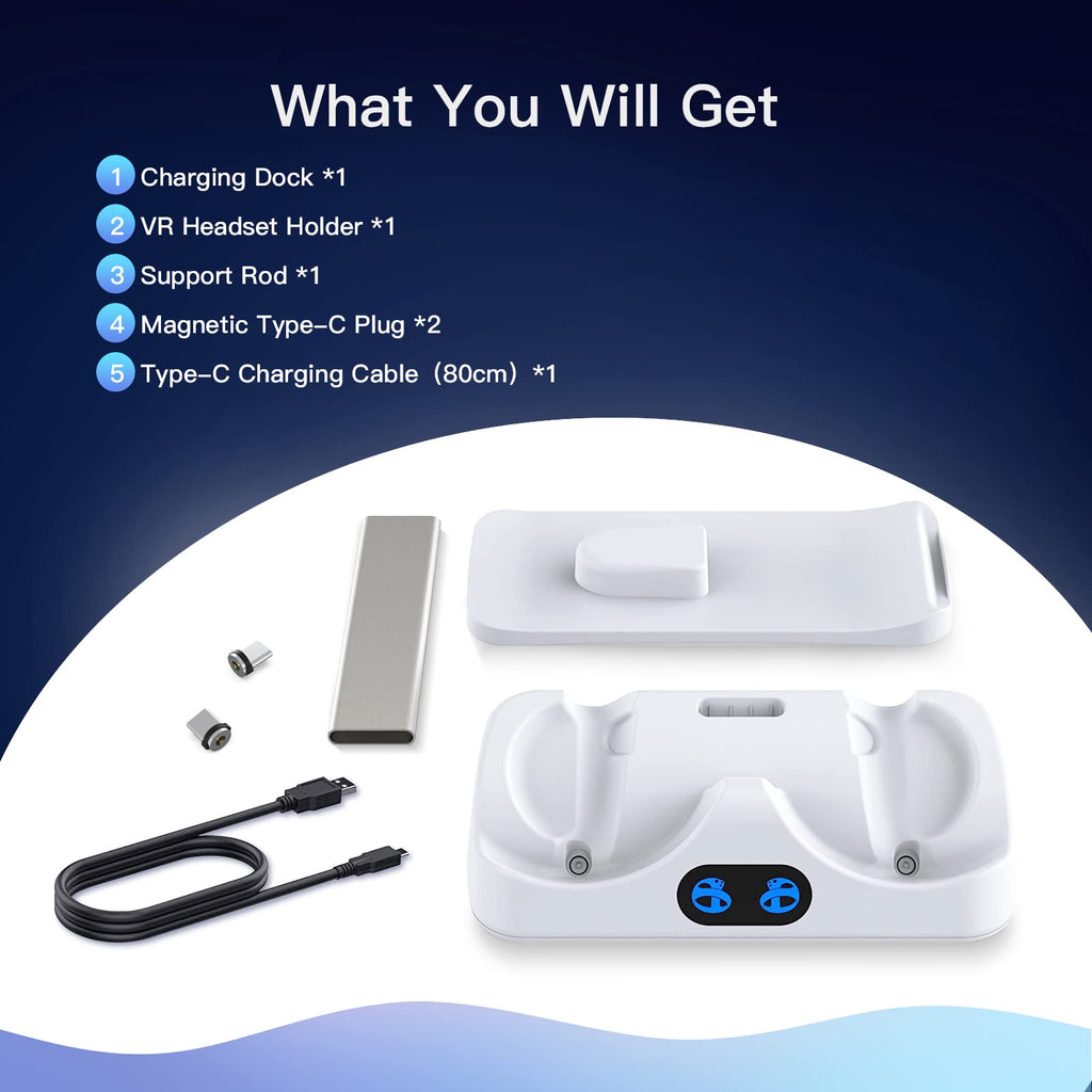 Charging Station for PS VR2 Sense Controllers with Headset Holder W8113