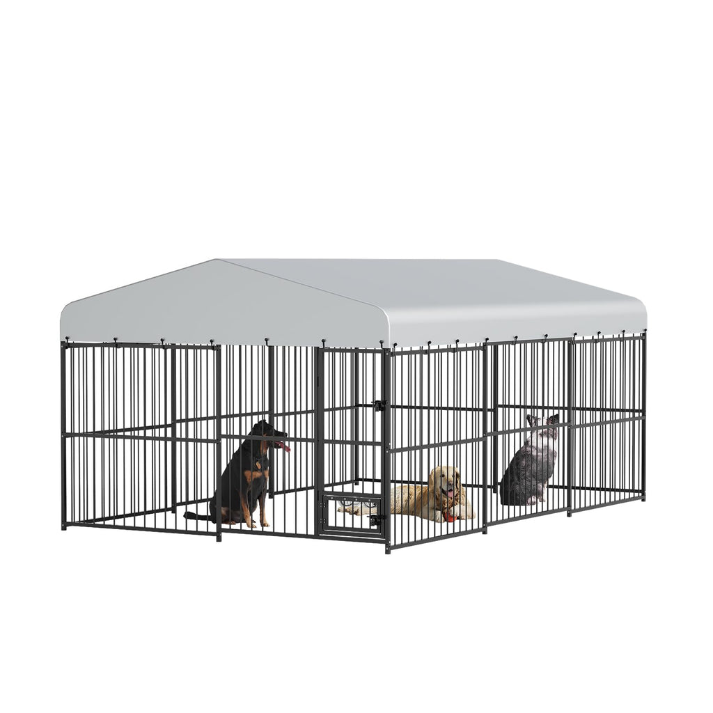 Large Outdoor Dog Kennel with Waterproof Canopy S8925