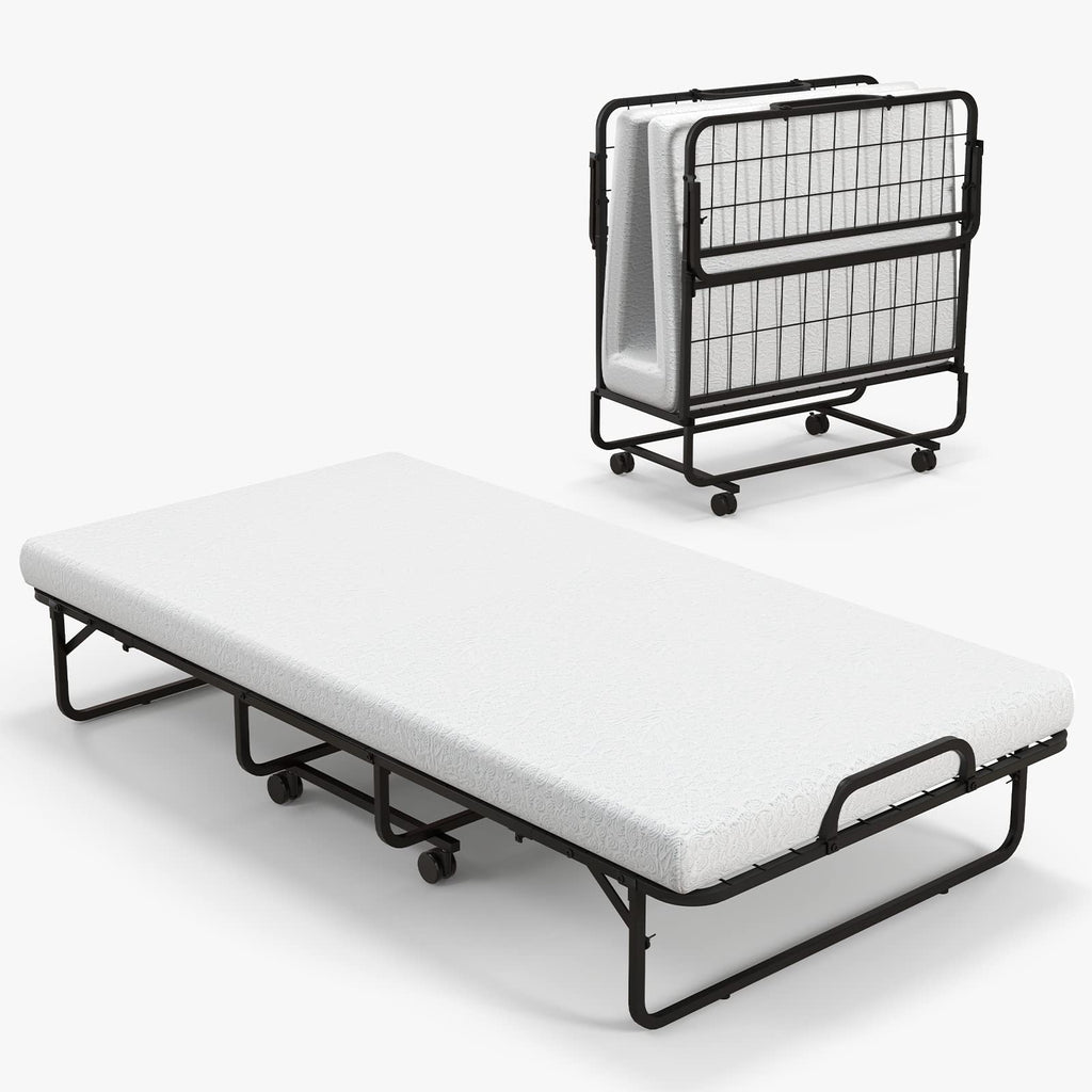 Folding Twin Size Portable Bed with 4” Memory Foam Mattress S990450