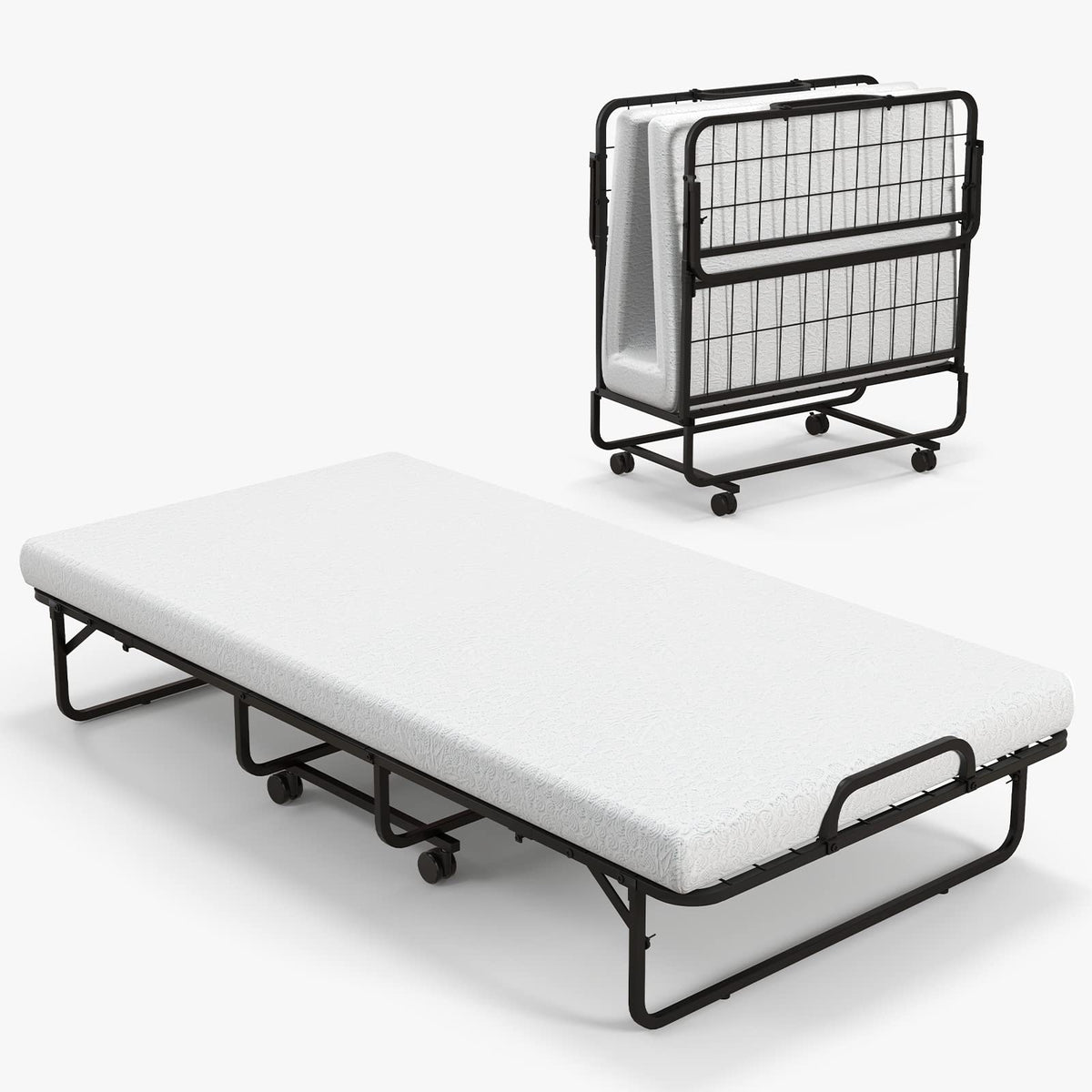 Folding Twin Size Portable Bed with 4” Memory Foam Mattress S990450