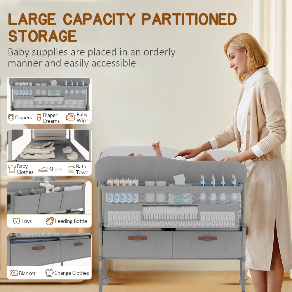 Portable Baby Changing Table with Storage Drawers I85124
