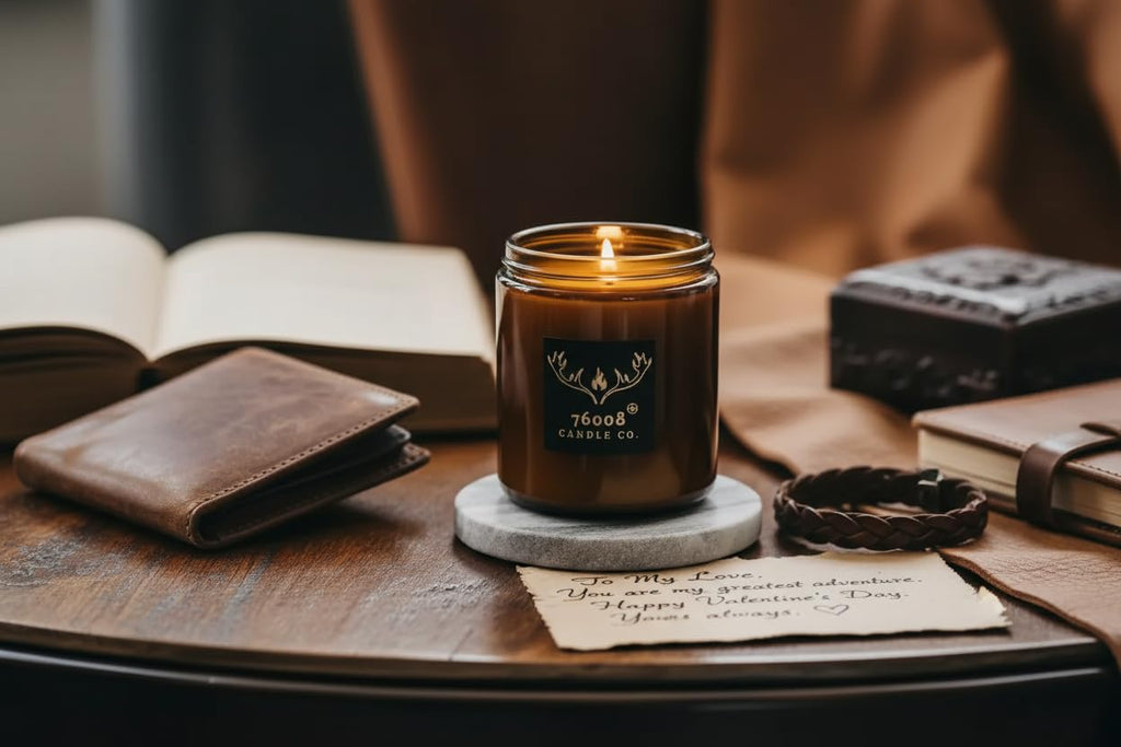 Leather & Whiskey Scented 16 oz Soy Wax Candle J7674
