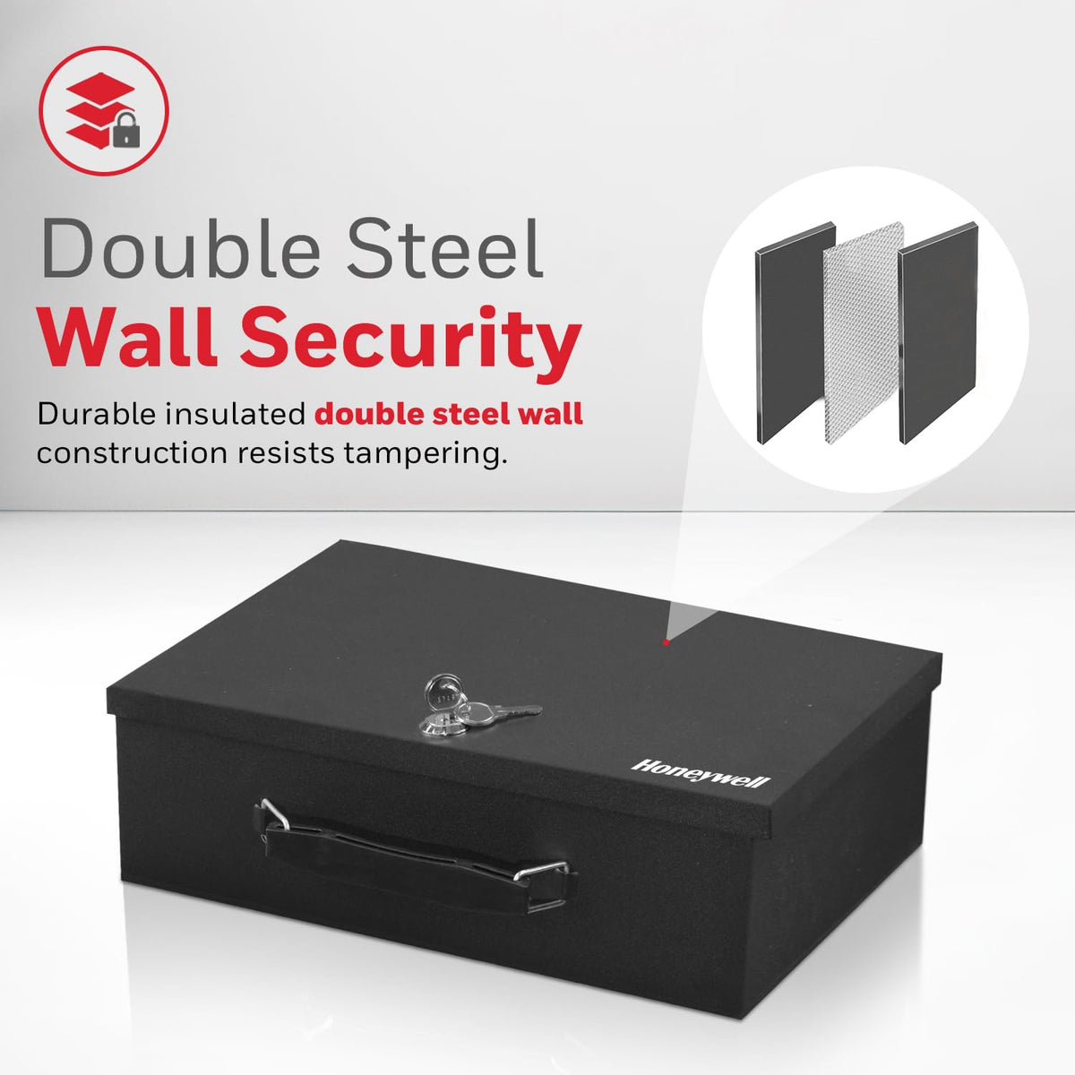 Black Steel Safe Box with Keys J788064