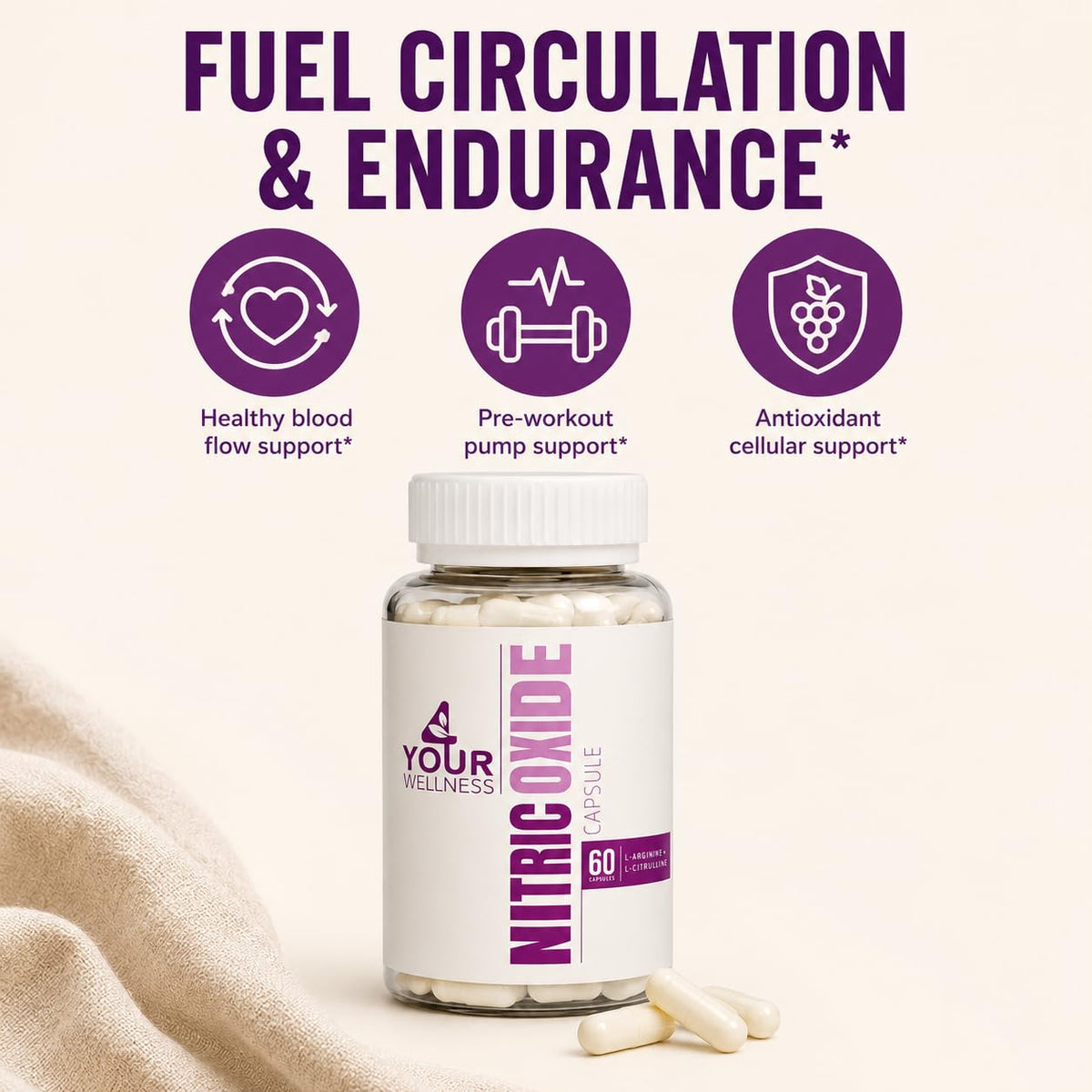 Nitric Oxide Capsules L Arginine L Citrulline 60 Count R727531