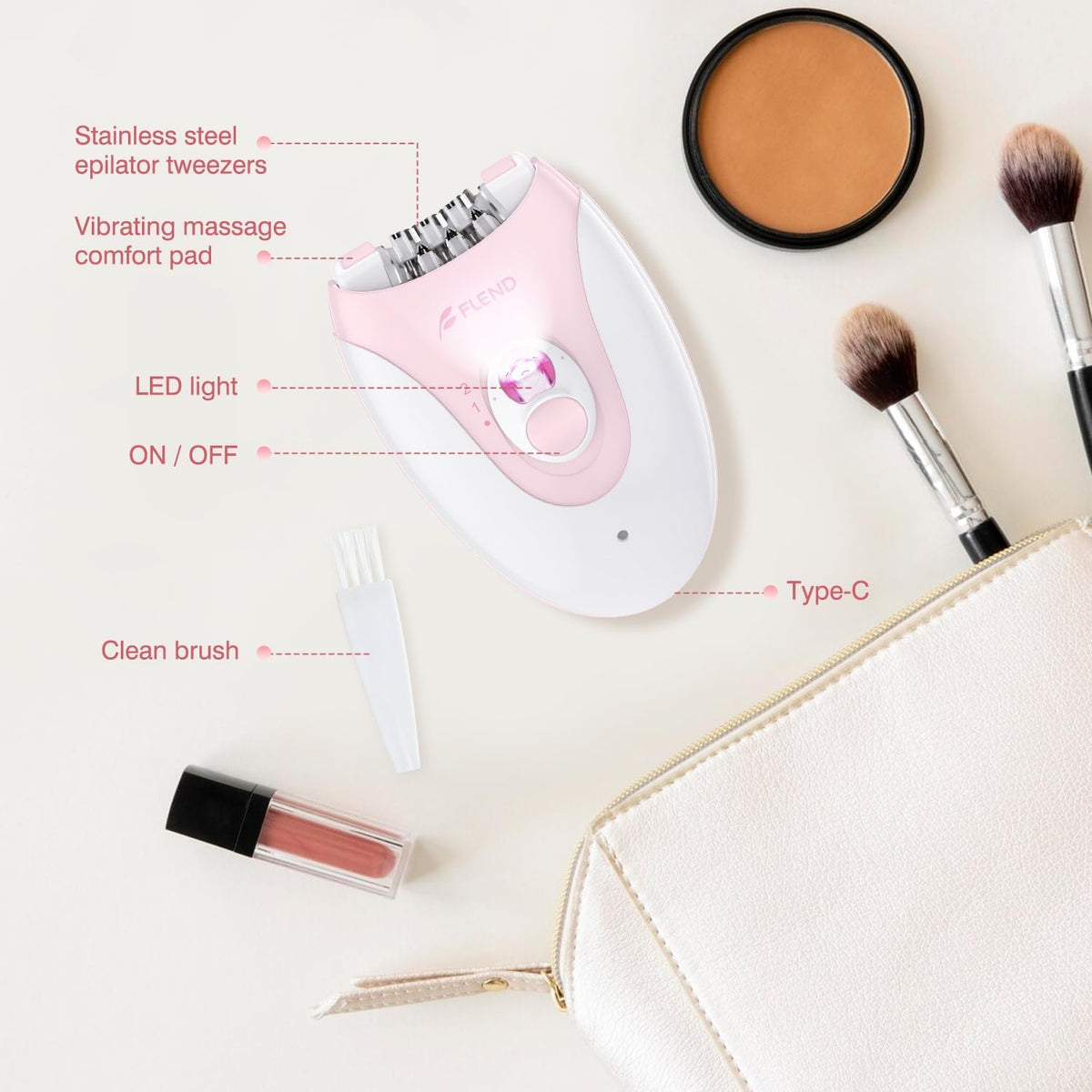 2-Speed Rechargeable Epilator with LED Light F38614