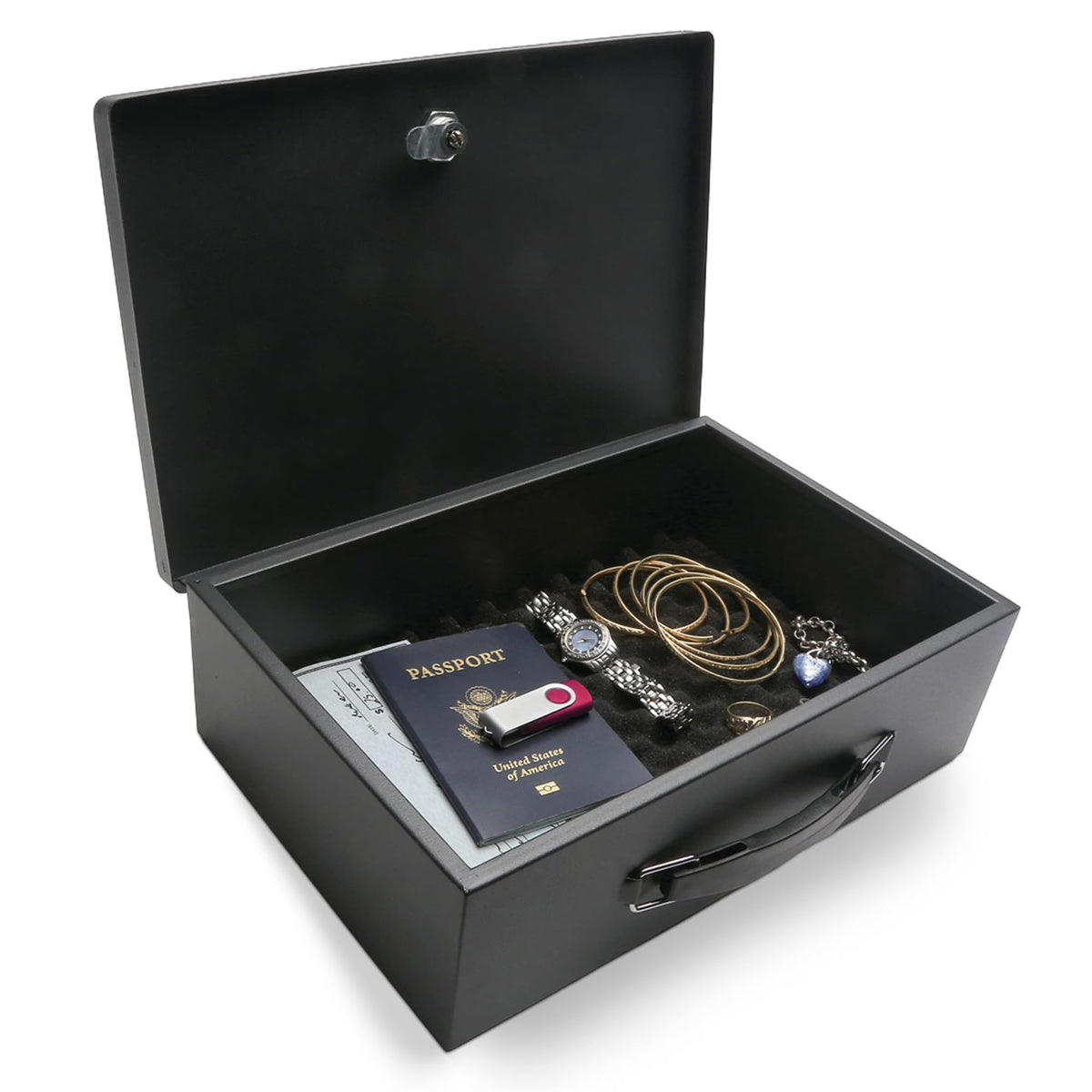 Black Steel Safe Box with Keys J788064