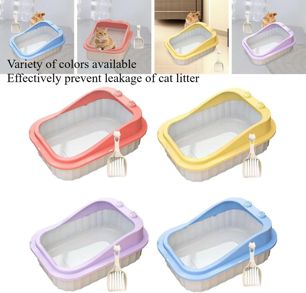 Semi Enclosed Anti Splash Cat Litter Tray E5403