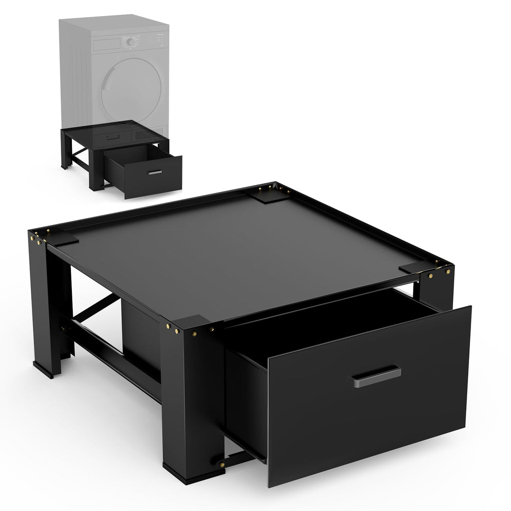 Black Washer and Dryer Pedestal with Drawer V524221