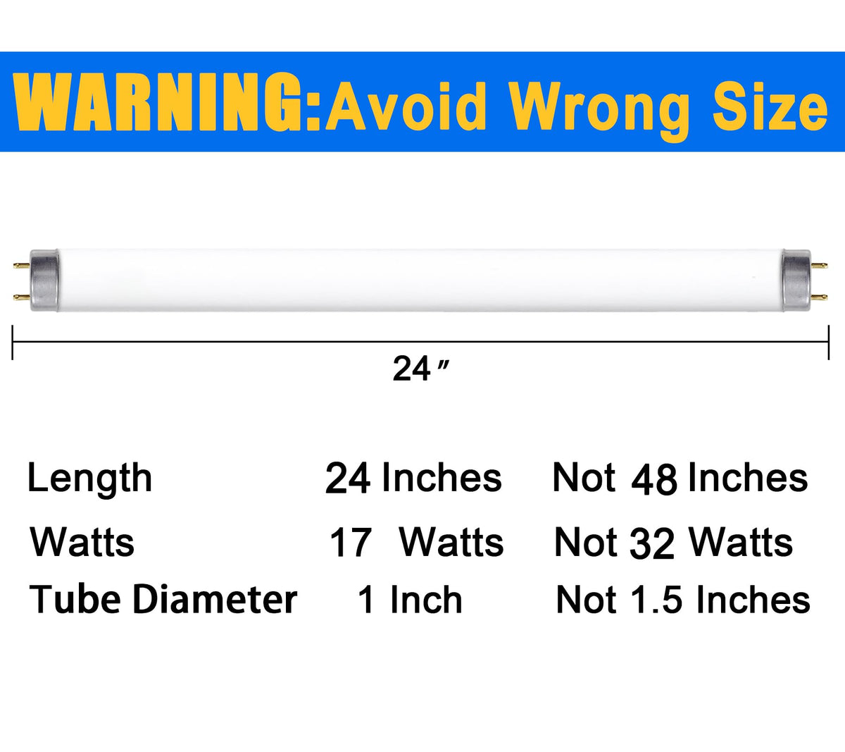 8 Pack 24 inch 17 Watts T8 Fluorescent Tube Light 4100K Cool White Y61563
