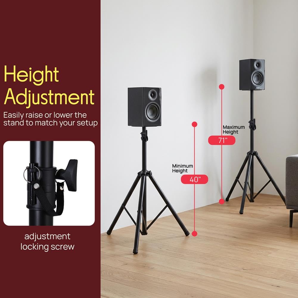 Universal Speaker Stand 2-Pack Height Adjustable Tripod Mount R6421
