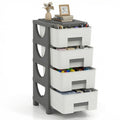 White Grey 4 Drawer Plastic Storage Tower U6084