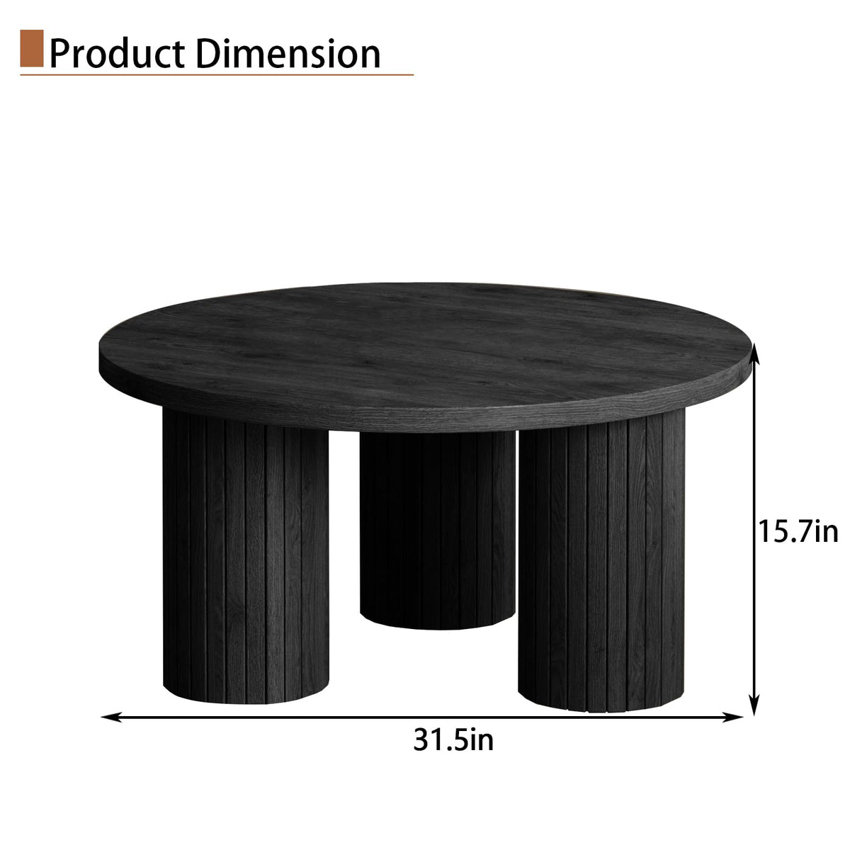 Round Wood Coffee Table with Fluted Legs N5505