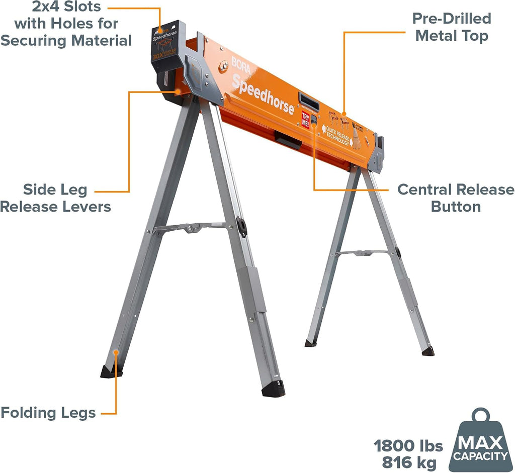 2 Pack Folding Heavy Duty Metal Sawhorse A767