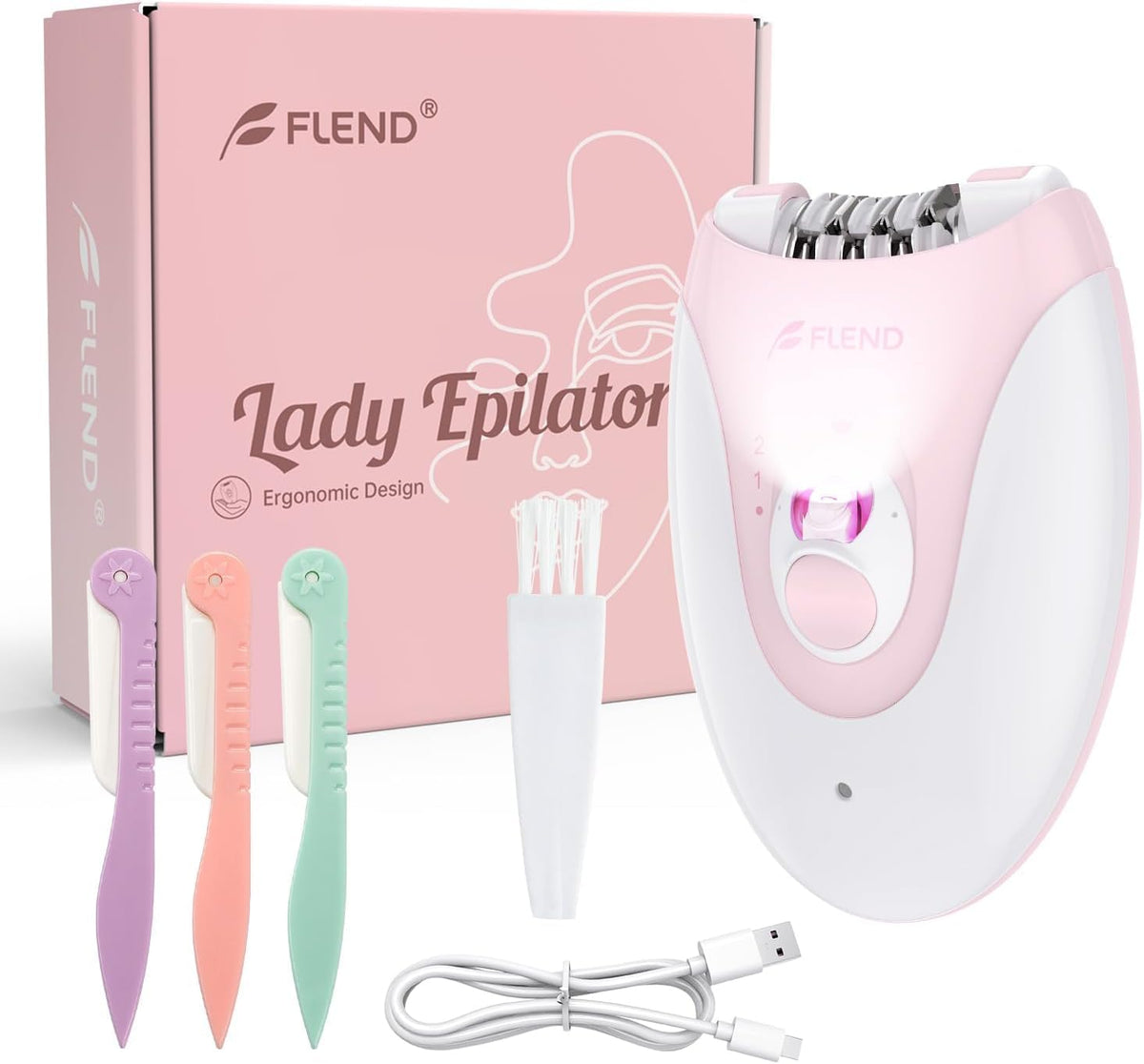 2-Speed Rechargeable Epilator with LED Light F38614