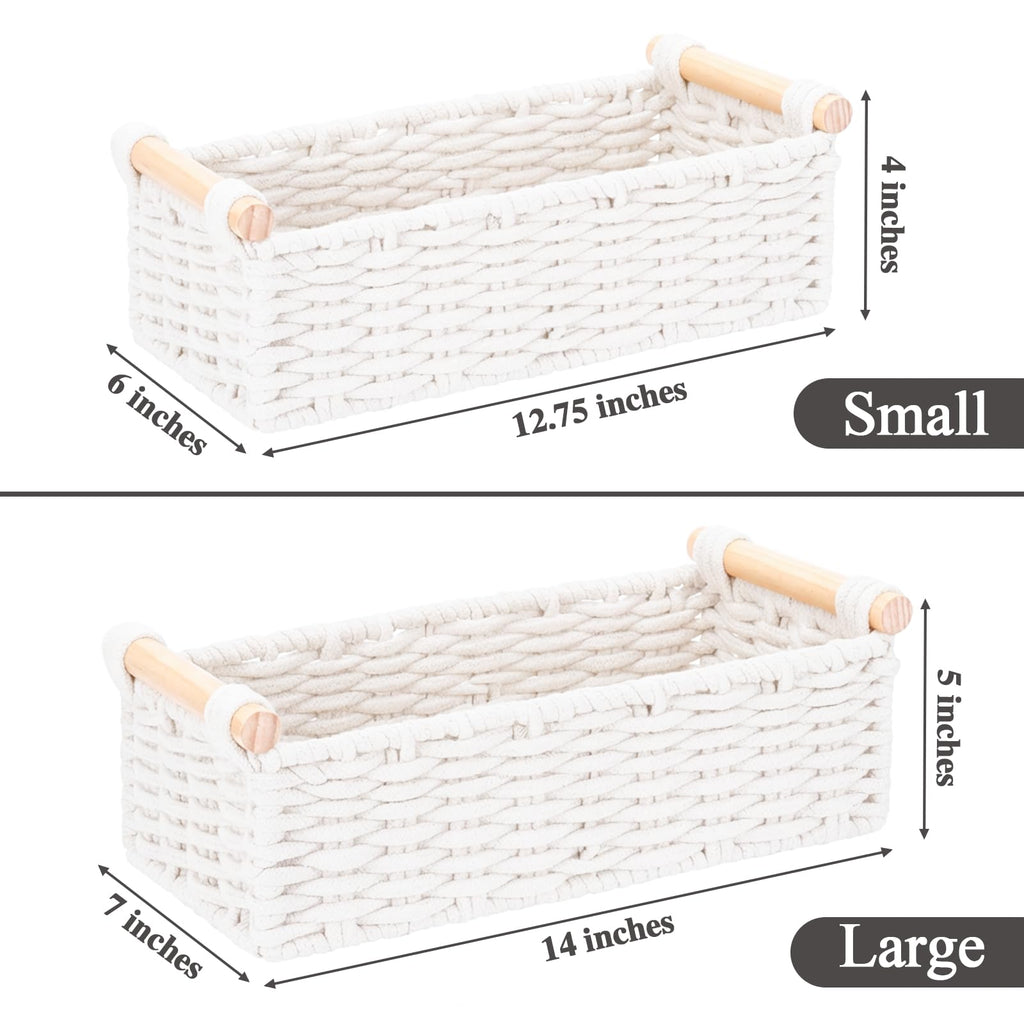 Cotton Rope Storage Baskets Set of 2 White R4038