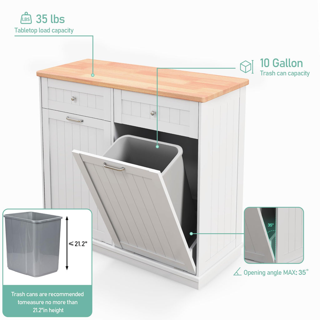 White Double Door Tilt Out Trash Cabinet L88169