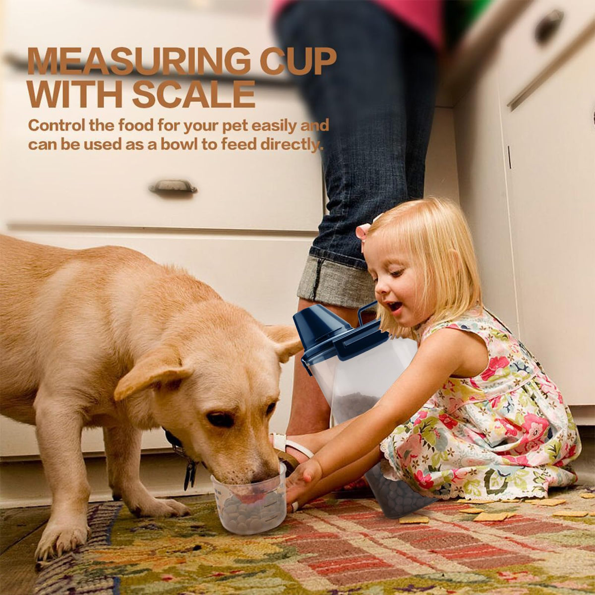 Airtight Pet Food Storage Container with Measuring Cup X75098