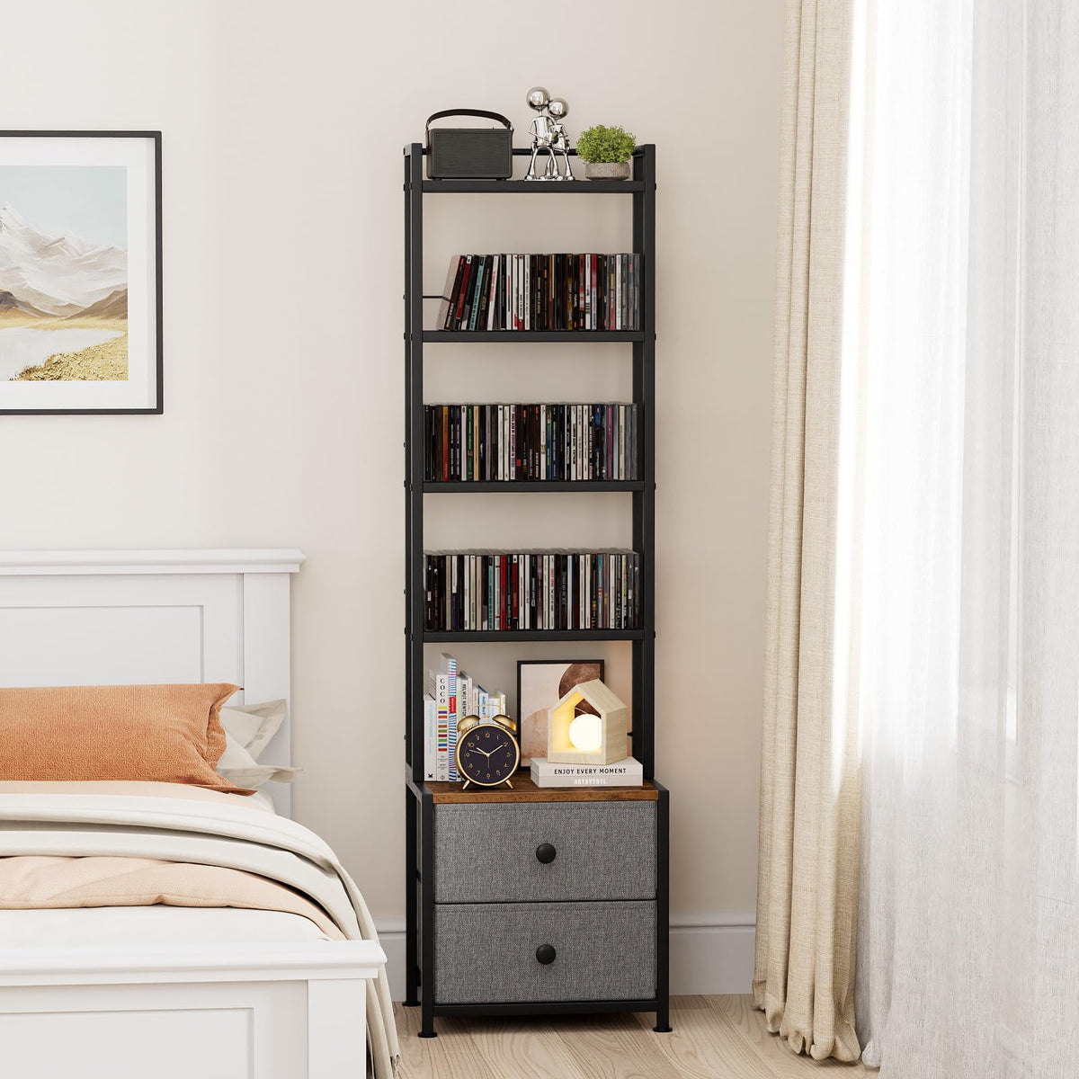 CD Storage Rack with Drawer E861