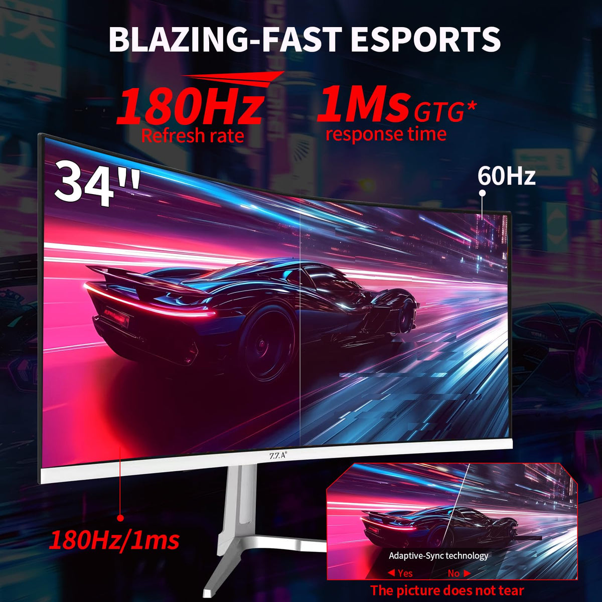 34 Inch Curved 1500R WQHD 180hz VA Gaming Monitor L358583