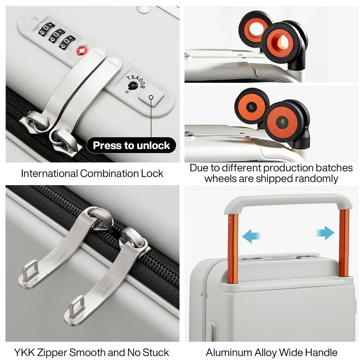 20 Inch Carry On Luggage Aluminum Frame Spinner Wheels C930757