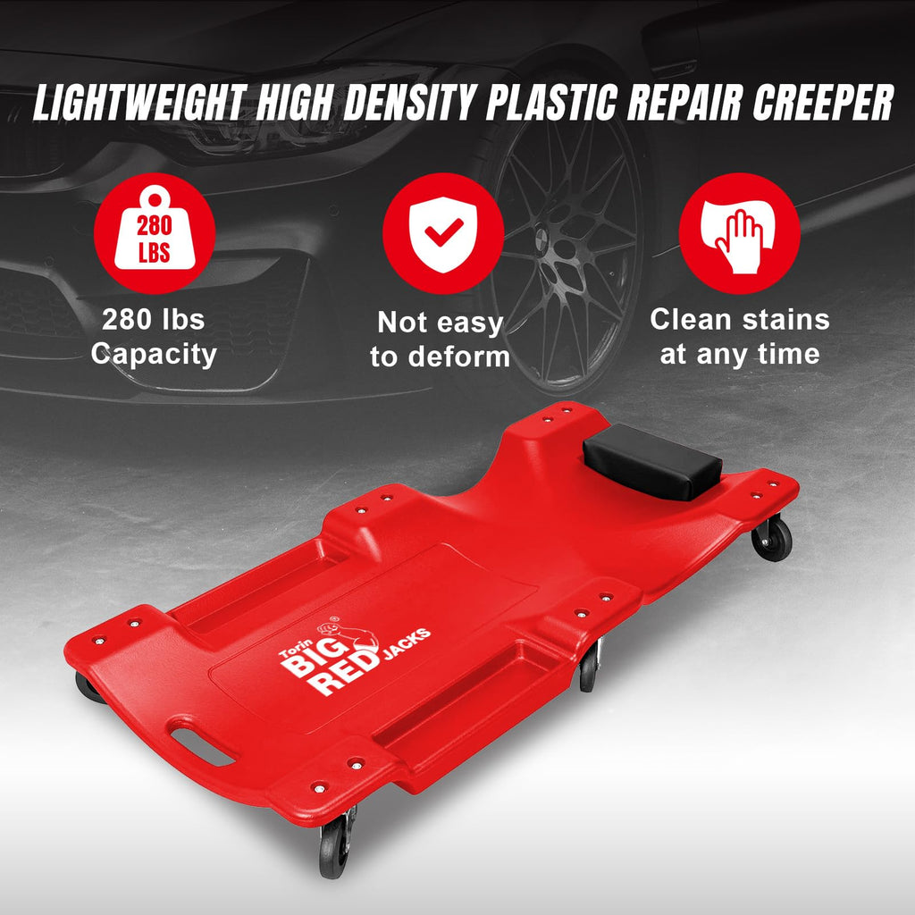 Rolling Garage Creeper with Padded Headrest and 6 Casters I707693
