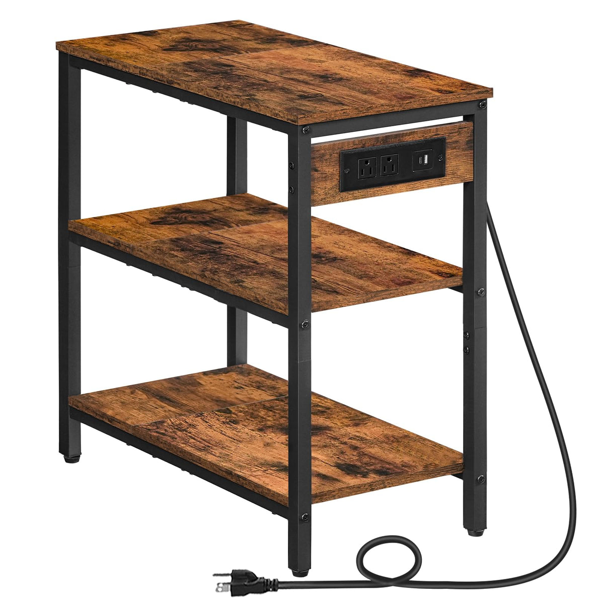 Charging Station End Table with 3 Tier Storage Shelf M962677
