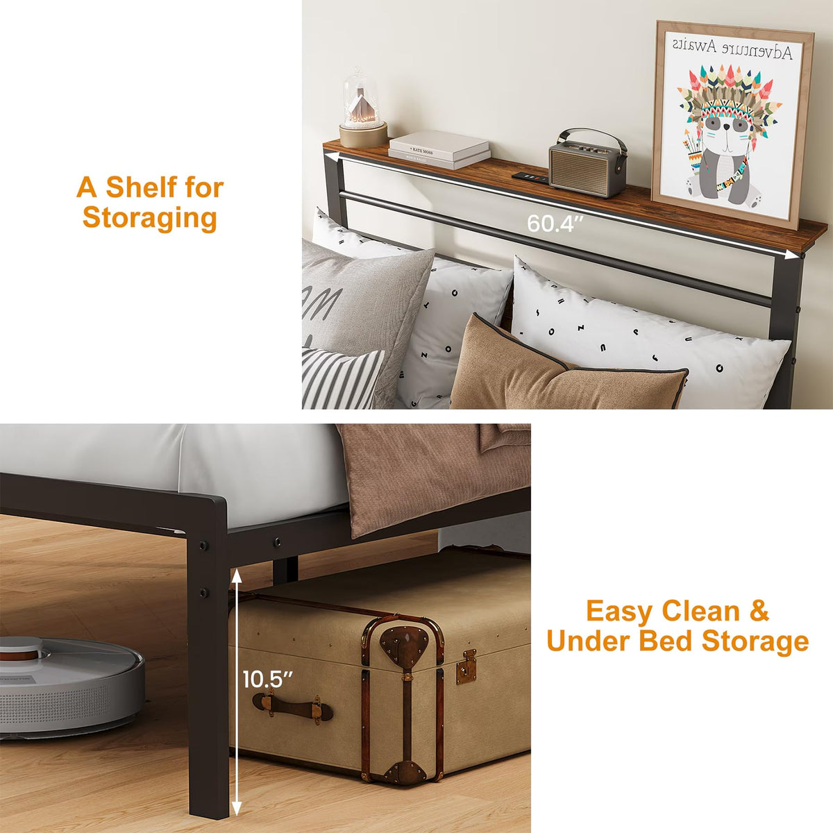 Black Twin Bed Frame with Headboard B916519