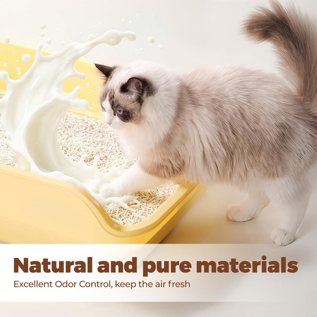 Tofu Cat Litter, Non-Stick, Odor Control, Flushable, Clumping, 99.9% Dust-Free, 5.5lb × 3 Bags T789361